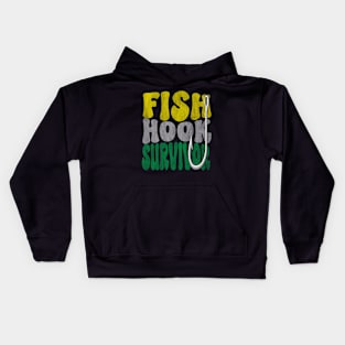 Fish Hook Survivor (retro distressed) Kids Hoodie